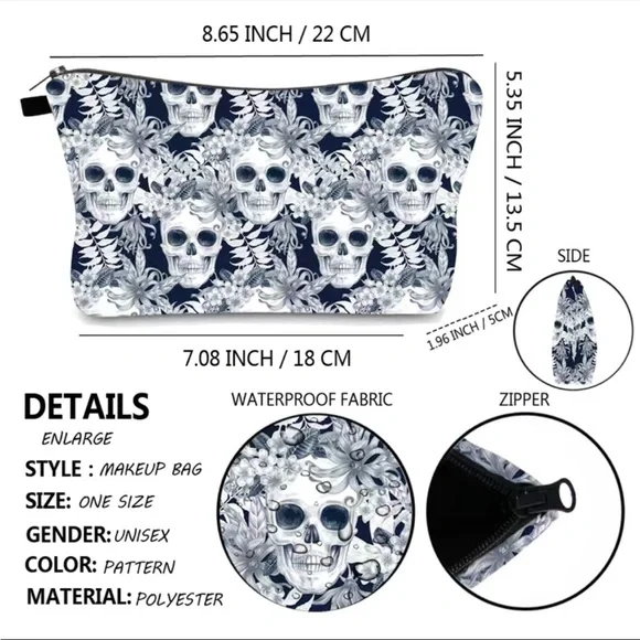 Skulls & leaves makeup bag - Picture 7 of 7